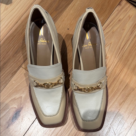 Sam Edelman Shoes - Sam Edelman Two-Tone Ivory and Beige Leather Chain Loafers